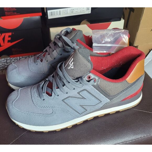 New Balance Other - New Balance 574 ML574NEB Gray Red Gum Men's Size 10 ENCAP Sneakers NEW Box